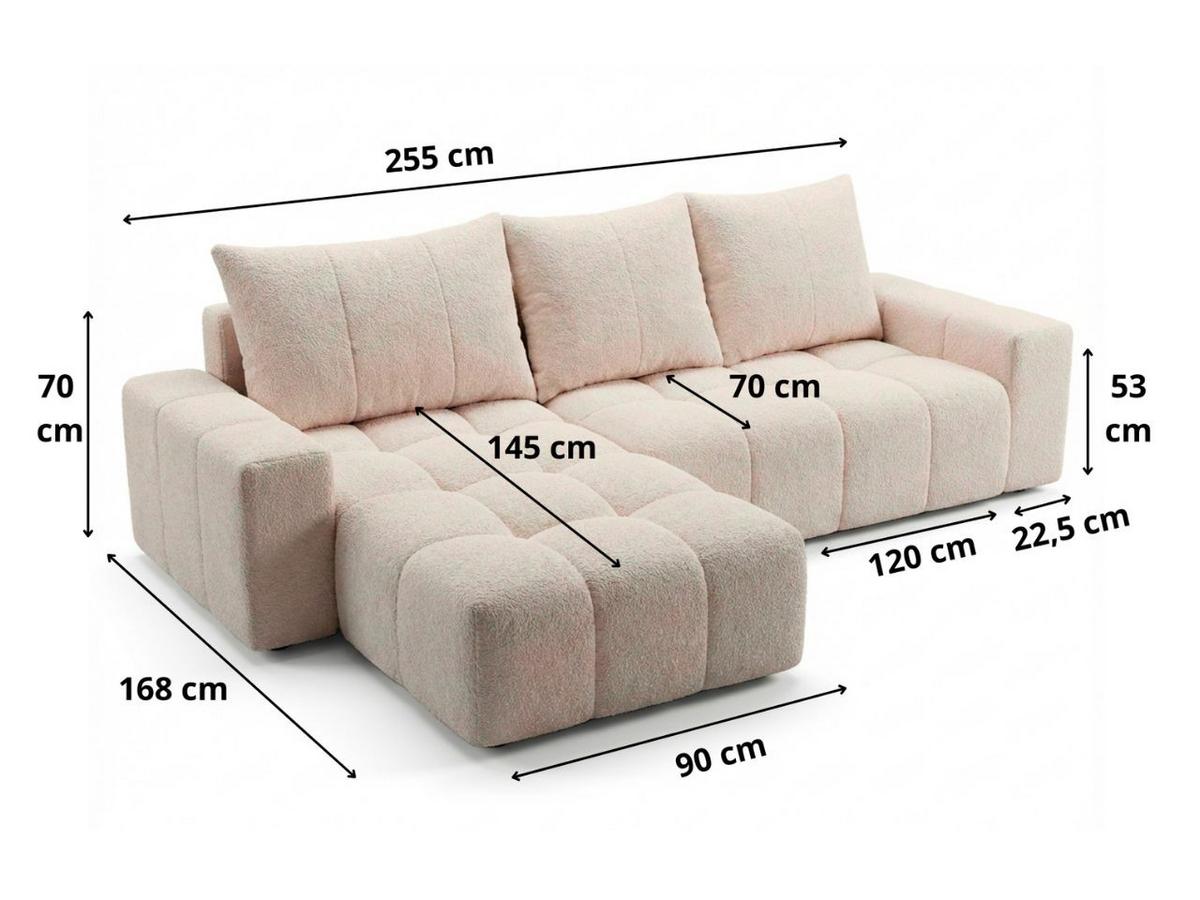 ECKSOFA Bresso Bouclé-Stoff Beige - Beige, Holz/Textil (255/168cm) - Graingold