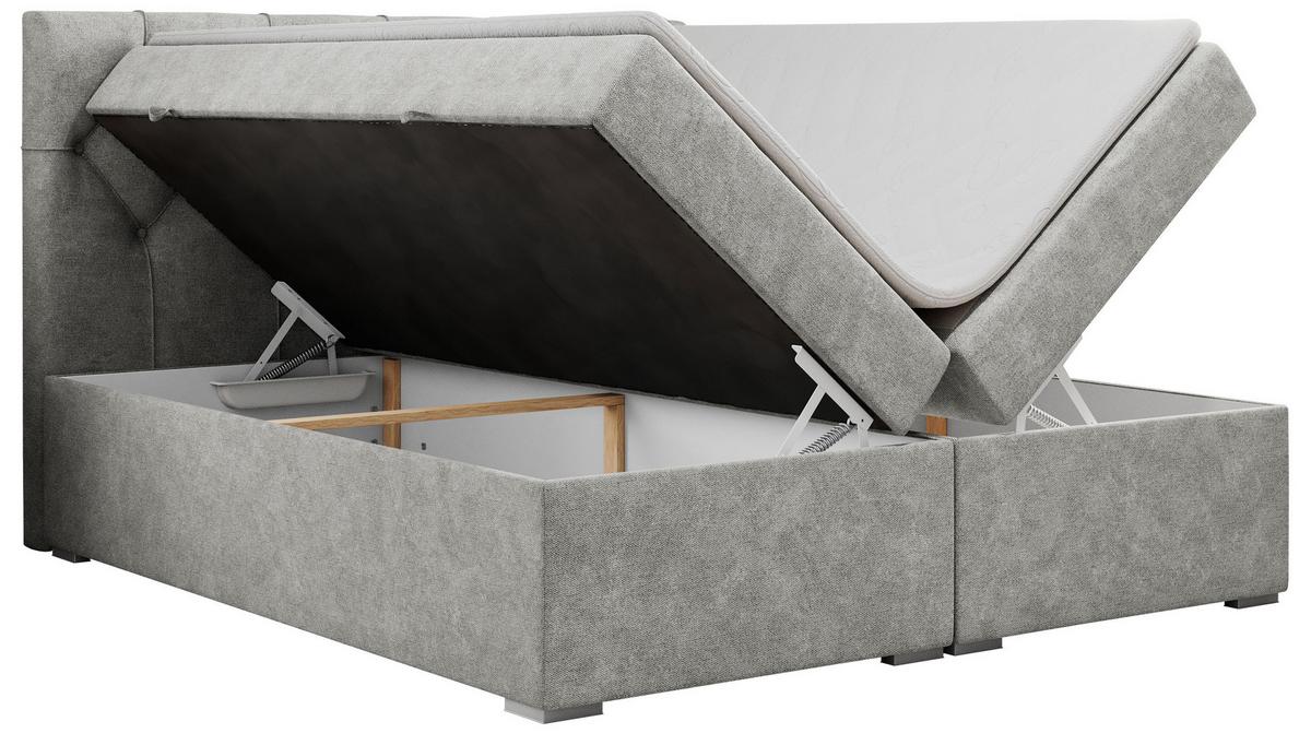 BOXBETT ALDA 120/200 Hellgrau Struktur - H3 - Hellgrau, Holz/Textil (120/200cm) - MKS
