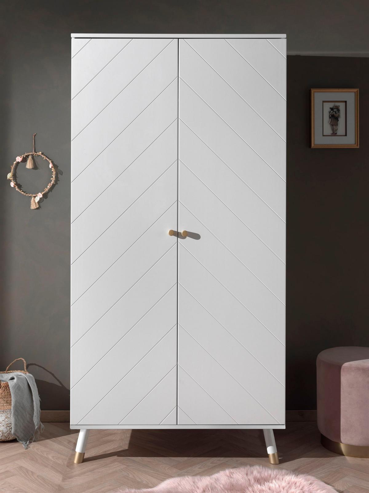 KLEIDERSCHRANK Kamillah 100x59x200 mit 2 Türen aus MDF in Satin Weiß - Weiß, Holzwerkstoff (100/200/59cm) - 58aufmkessel