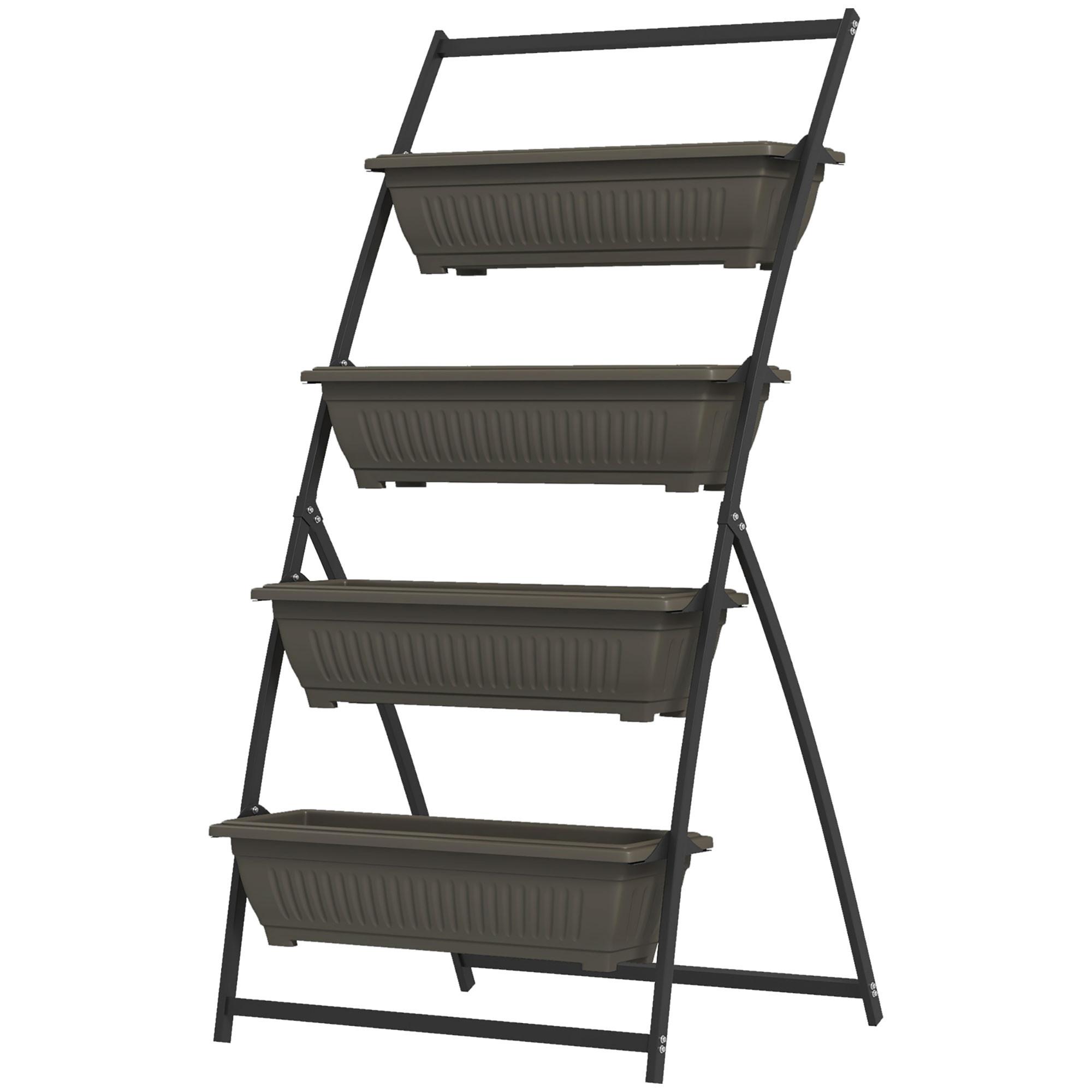 PFLANZENTREPPE Blumenregal für Garten, Stahl, Braun, 76 x 79 x 162 cm - Braun, Metall (79/162/76cm) - Outsunny