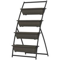 PFLANZENTREPPE Blumenregal für Garten, Stahl, Braun, 76 x 79 x 162 cm - Braun, Metall (79/162/76cm) - Outsunny