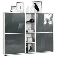 HIGHBOARD Cuba Türen in Grau Hochglanz - Grau, Holzwerkstoff (130.5/105.5/35.5cm) - Vladon