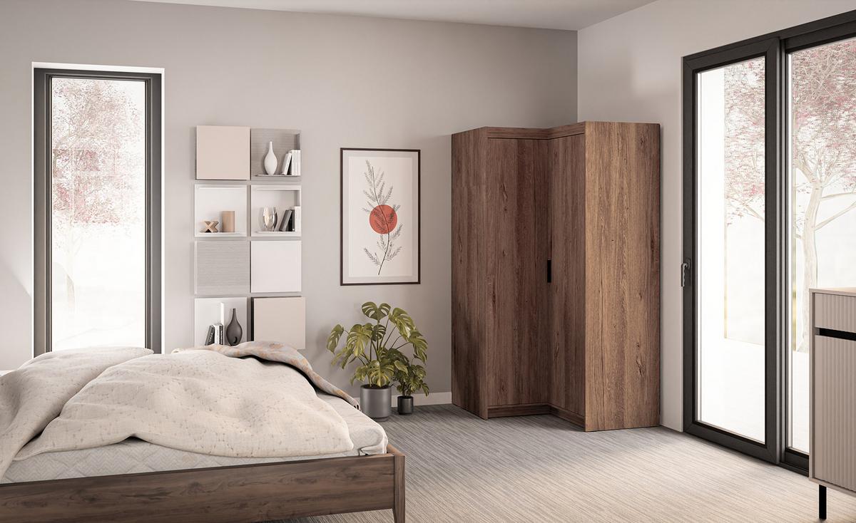 ECKSCHRANK Storicos Eiche Lefkas 97,8/190,5/97,8 cm – Modern, ideal für Ecken - Braun, Holzwerkstoff/Kunststoff (97.8/190.5/97.8cm) - AX Living