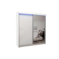 KLEIDERSCHRANK mit Spiegel-Schiebetüren und Aluminium-Leisten - PARTI - 200 cm Weiß - Weiß, Holzwerkstoff (200/216/61cm) - ALTDECOR