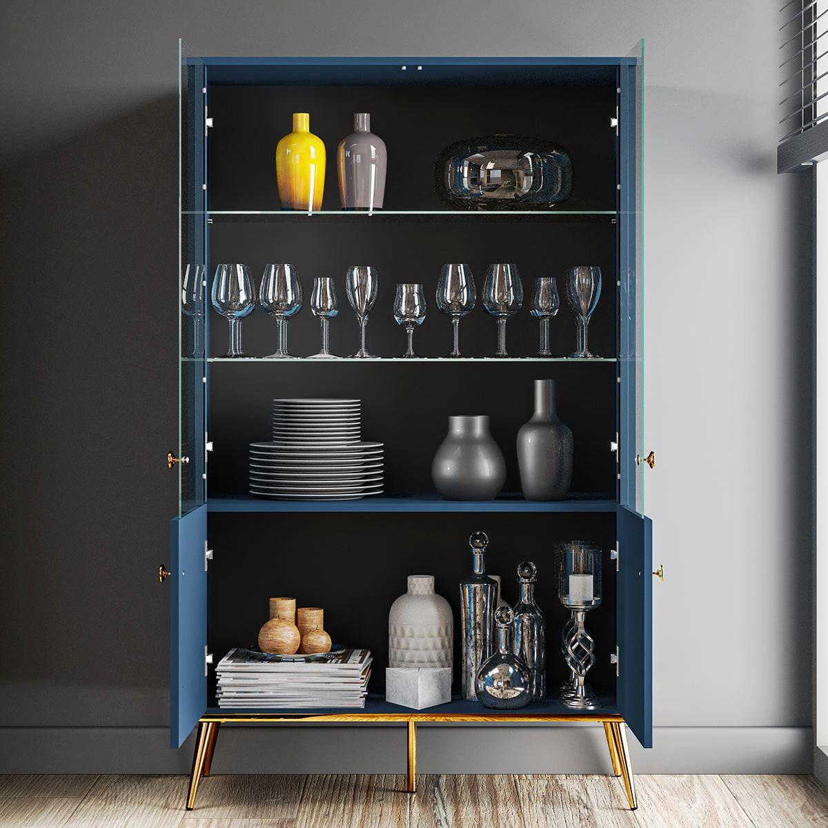 VITRINE Thalia Blau - Blau, Holzwerkstoff (92/152/40cm) - Petits-meubles