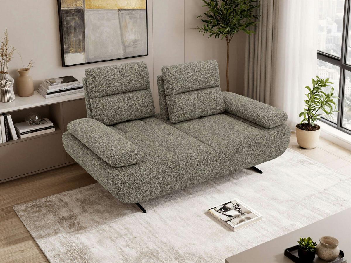 2-SITZER SOFA SORAE - Grau Stukture - Schwarz/Grau, Textil/Metall (182/94/107cm) - MKS