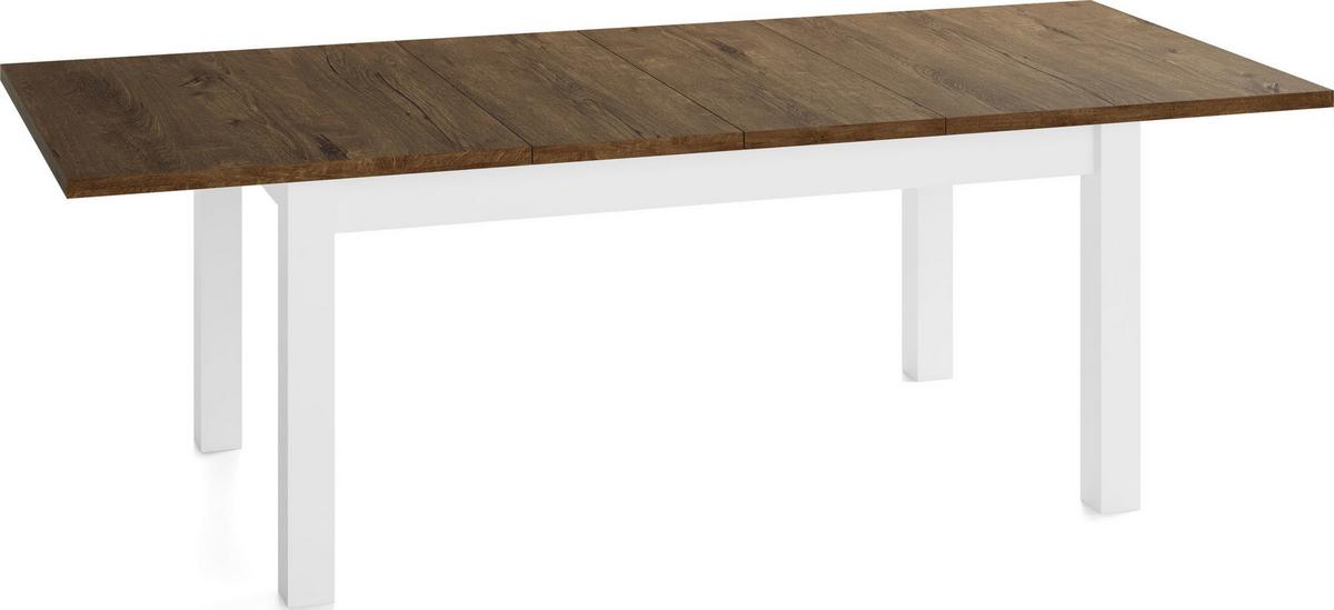 ESSTISCH Lindberg Weiß ausziehbar verlängerbar rechteckig, Eiche Braun Rustikal 200-300/100/77 cm - Alteiche/Weiß, Holz/Holzwerkstoff (100/300/76.5cm) - WFL GROUP