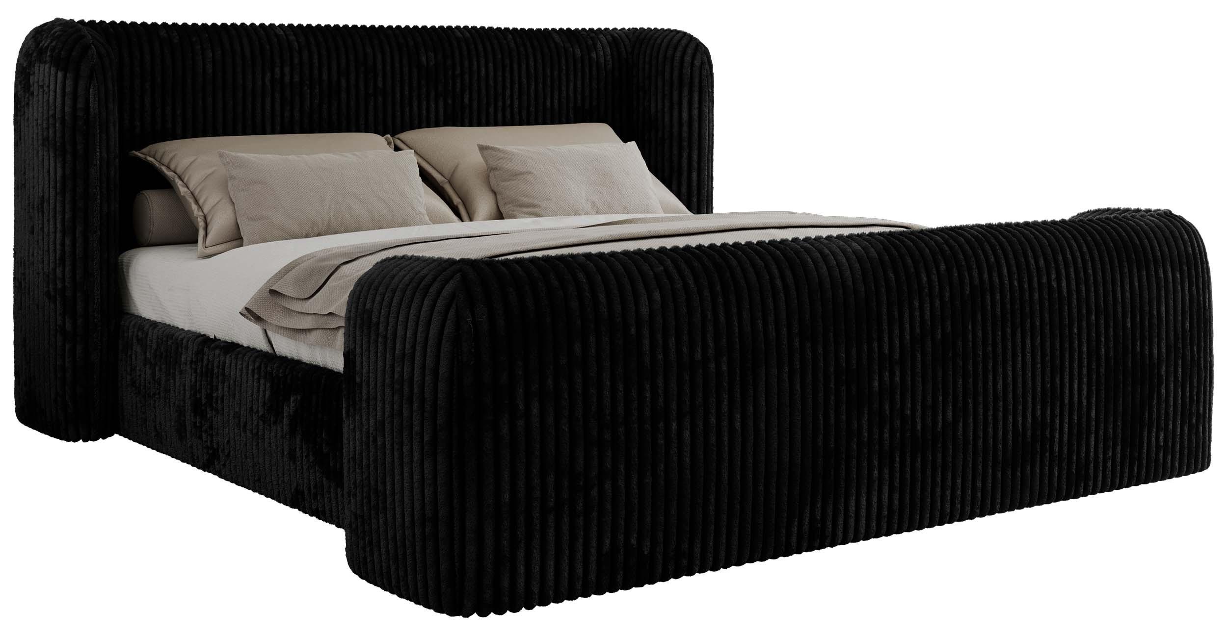 POLSTERBETT EMORA CLASSIC DUO 200/200 - Schwarz Cord - ohne Matratze - Schwarz, Textil (200/200cm) - MKS