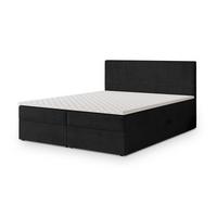 BOXBETT NIRA 180x200 cm mit Matratze und Topper - Schwarz - Schwarz, Holz (180/200cm) - MASSENO