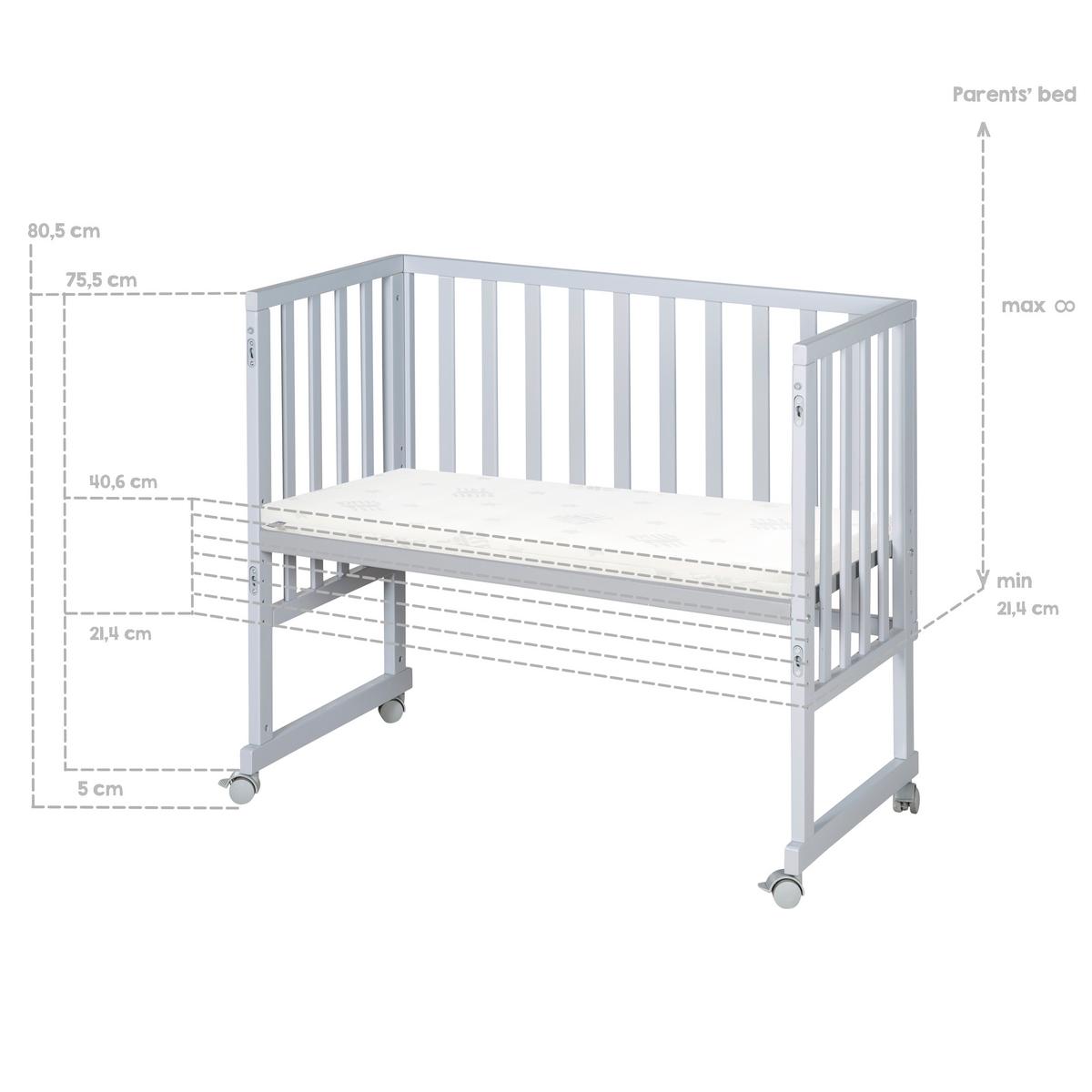 BEISTELLBETT 3in1 Set 90 x 45 cm - Taupe/Hellgrau, Holzwerkstoff (45/90cm) - Roba