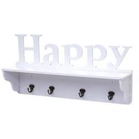 WANDGARDEROBE HAPPY 4 HAKEN Reinweiß - Weiß, Holz (60/30/13cm) - MCW