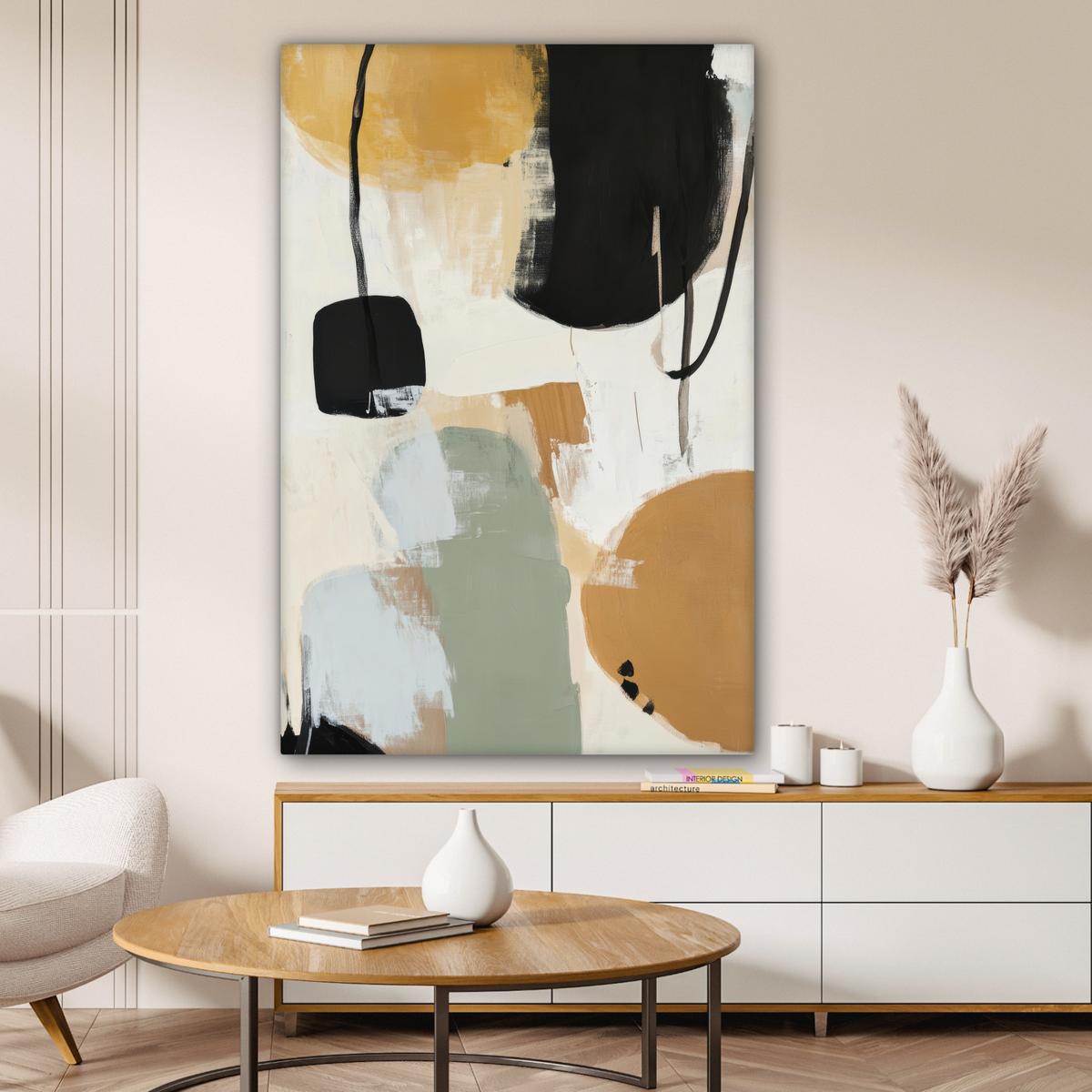 LEINWANDBILD Farbe - Abstrakt - Farben Deko XXL 80x120 cm - Currygelb, Textil (80/120cm) - MuchoWow