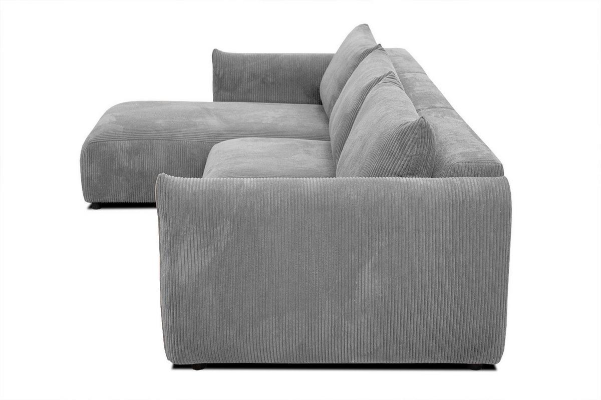 ECKSOFA TAUER 5-Sitzer, hellgrau - Hellgrau/Schwarz, Holzwerkstoff/Kunststoff (173/294cm) - Wozimo
