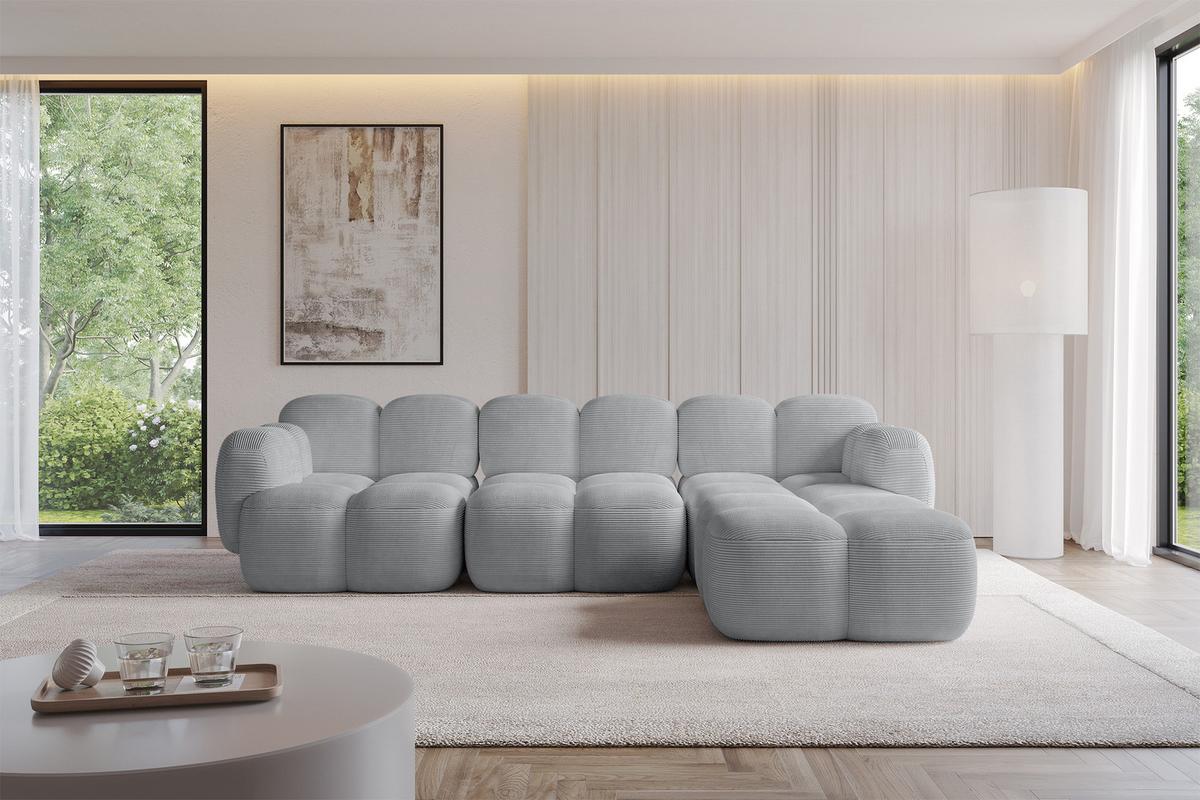 ECKSOFA modulares Sofa Rechts Miko-L2 302x205x75 Grau Cord - Anthrazit/Schwarz, Holzwerkstoff/Kunststoff (302/205cm) - ALTDECOR