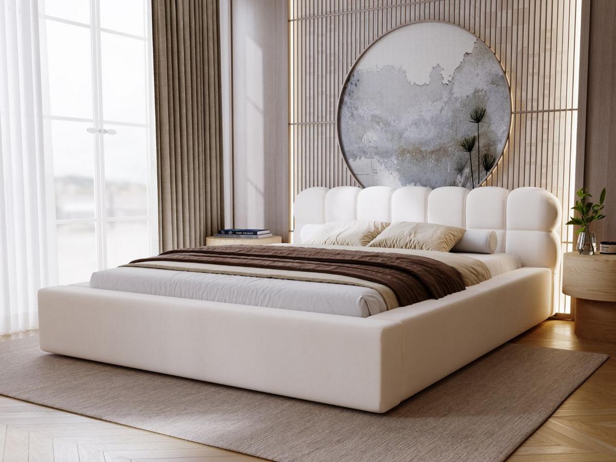 POLSTERBETT Plaza 180x200 Creme - Creme/Naturfarben, Holz/Kunststoff (180/200cm) - Graingold
