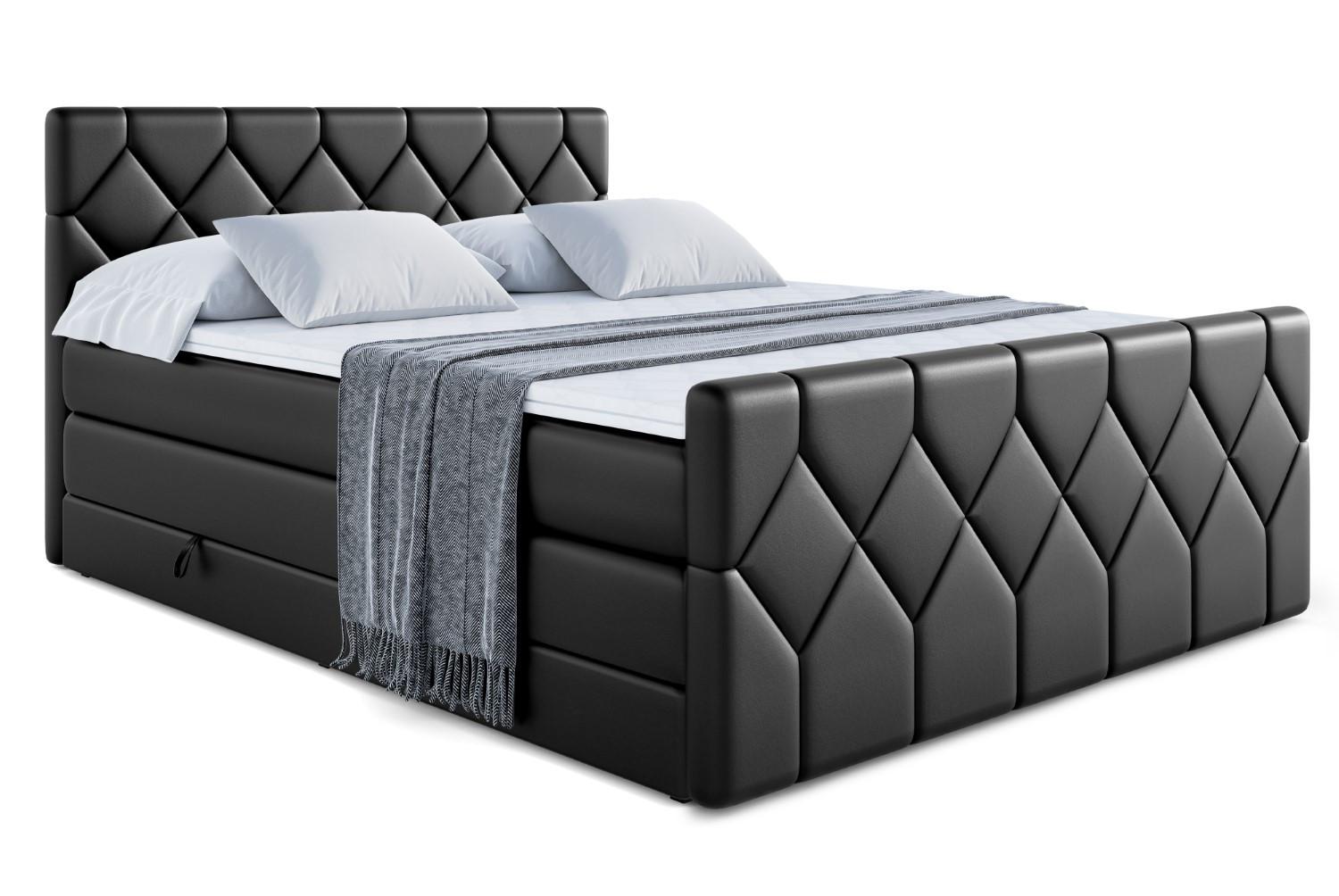 BOXSPRINGBETT CATOR-Z KING - 180x200 - H3/H4 - Schwarz Hochglanz - Schwarz Hochglanz, Holzwerkstoff (180/200cm) - ALTDECOR