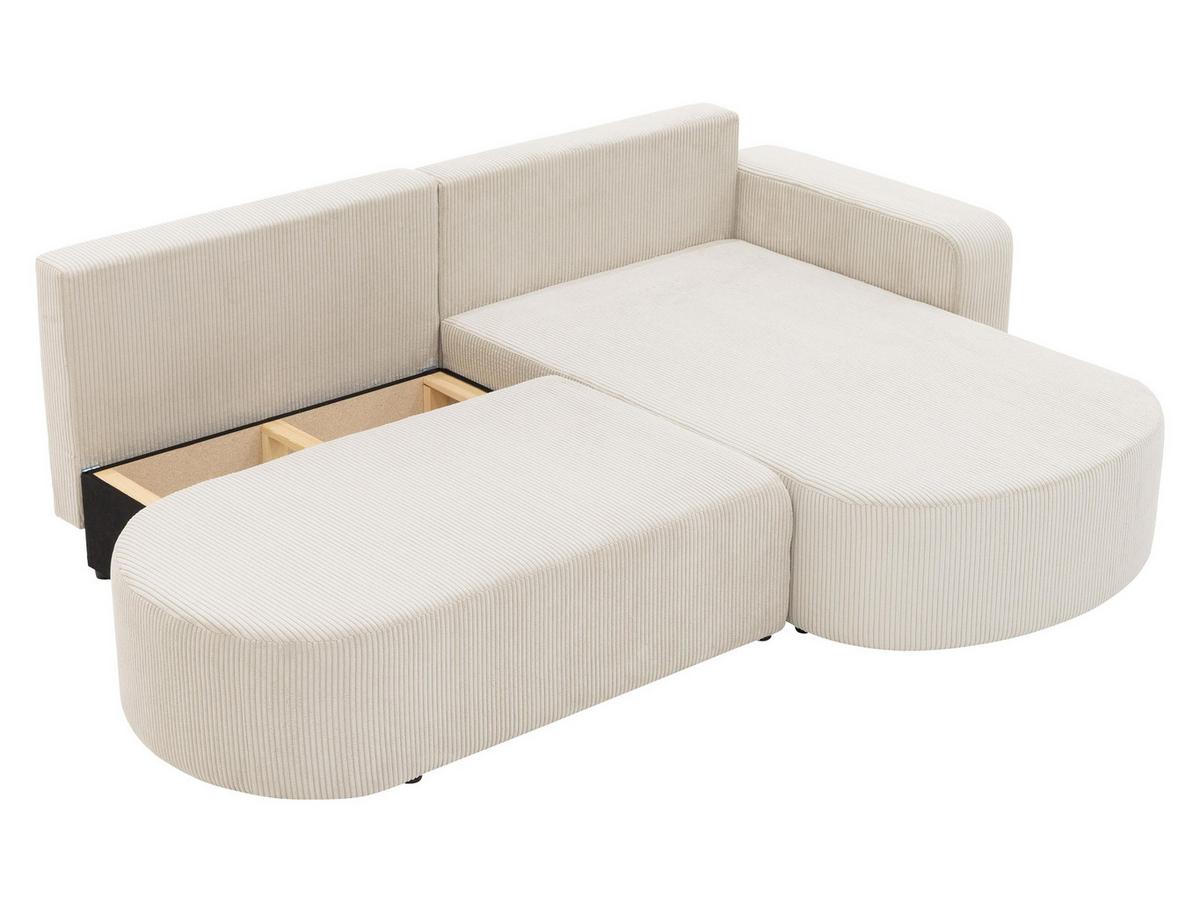 ECKSOFA Zerte Cord, Seite: Links - Beige/Schwarz, Holz/Kunststoff (252/175cm) - MIRJAN24