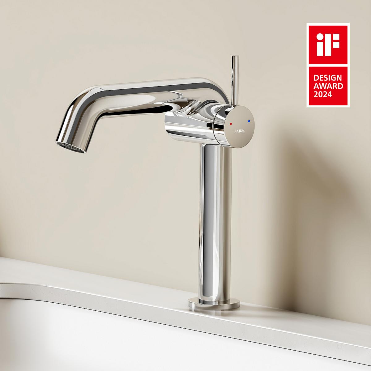 WASCHTISCHARMATUR Ventilkernzertifizierung Chrom 15cm - Chromfarben, Metall (20/7.6/22.2cm) - EMKE