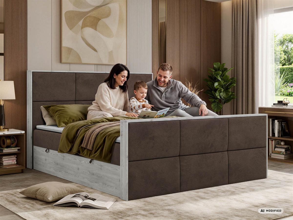 BOXBETT DELNOR DUO 200/200 - Dunkelgrau Velvet - Topper T25 - H4 - Dunkelgrau/Anthrazit, Kunststoff/Textil (200/200cm) - MKS