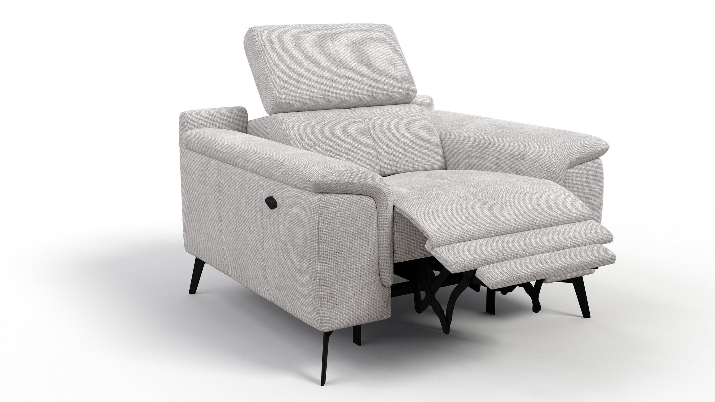 SESSEL FIERO mit Relaxfunktion, creme - Creme/Schwarz, Holzwerkstoff/Textil (114/82/103cm) - Wozimo