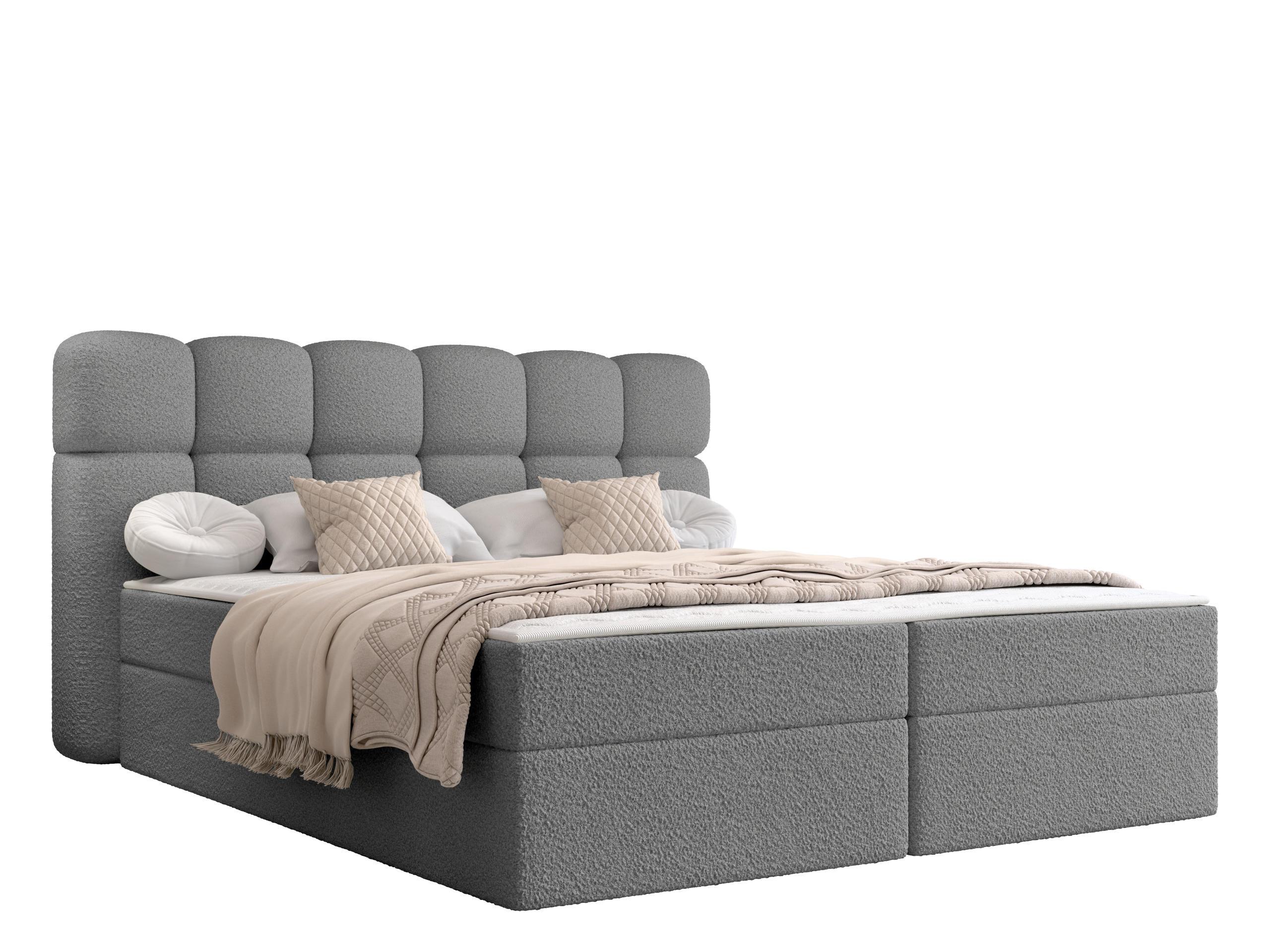 BOXBETT Softi 2 Boucle - H3 - Schwarz/Grau, Holz/Holzwerkstoff (180/200cm) - MIRJAN24