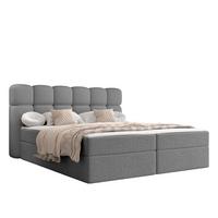 BOXBETT Softi 2 Boucle - H3 - Schwarz/Grau, Holz/Holzwerkstoff (140/200cm) - MIRJAN24