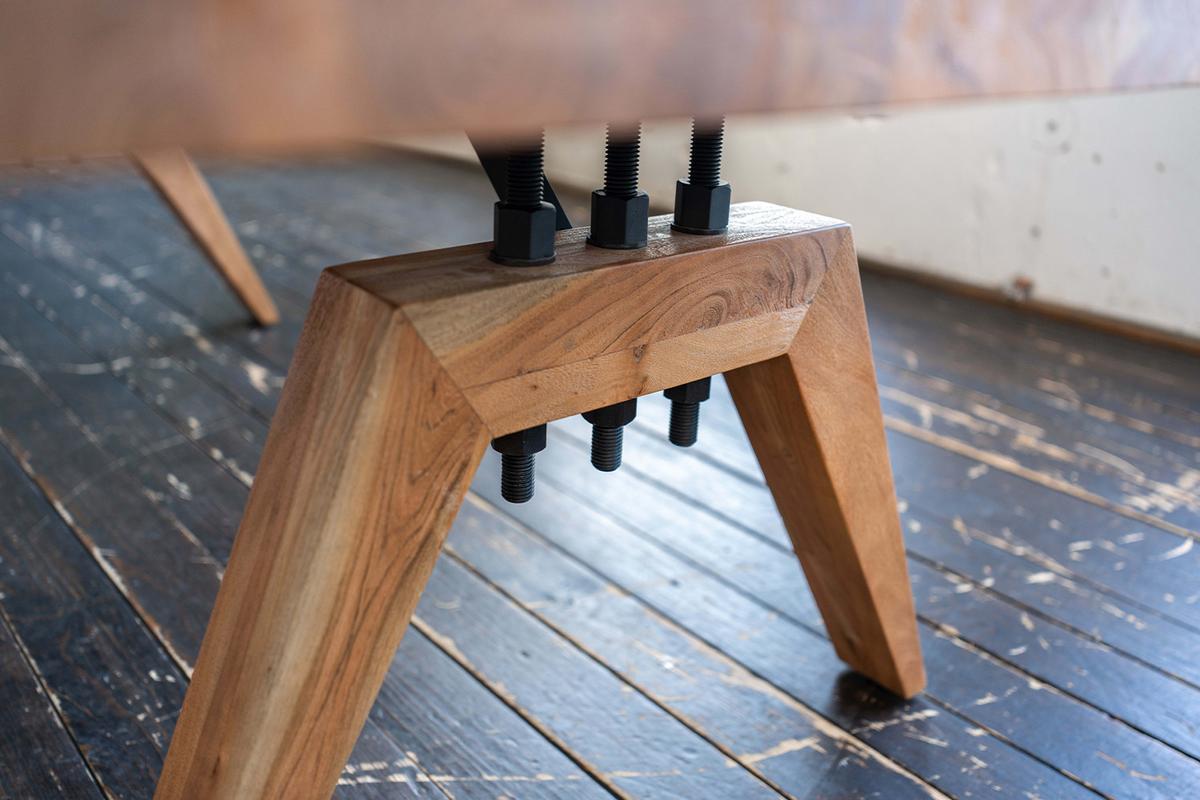 ESSTISCH MIT GERADER KANTE WOODY Braun Akazie - Schwarz/Braun, Akazienholz/Holz (100/200/78cm) - KAWOLA