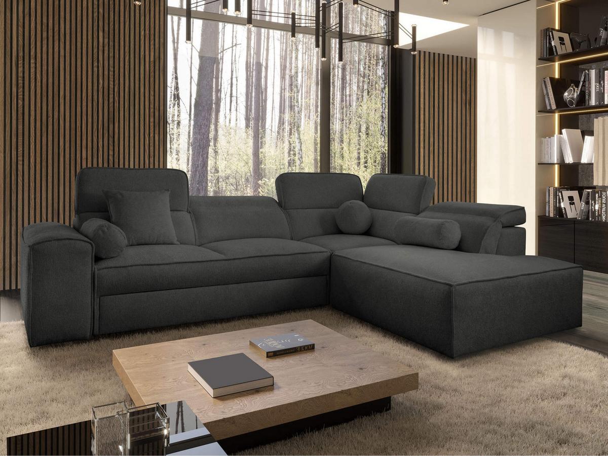 ECKSCHLAFSOFA Vito VII, Seite: Rechts - Anthrazit, Holz/Textil (276/214cm) - MIRJAN24