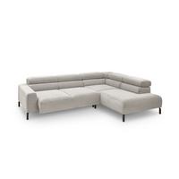 ECKSOFA DELIA Silber Cord - Silberfarben/Schwarz, Textil/Metall (276/219cm) - KAWOLA