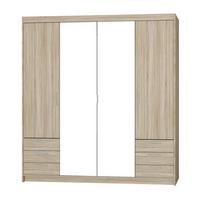 DREHTÜRENSCHRANK ELENORA 176,3/190,5/53cm 4-türig mit Spiegel Sonoma Eiche - Sonoma Eiche, Holzwerkstoff (176.3/190.5/53cm) - MASSENO