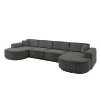 WOHNLANDSCHAFT MARI-U2-v3 - 388x171x83 cm Dunkelgrau Velours - Dunkelgrau/Schwarz, Holzwerkstoff/Kunststoff (388/83/171cm) - ALTDECOR