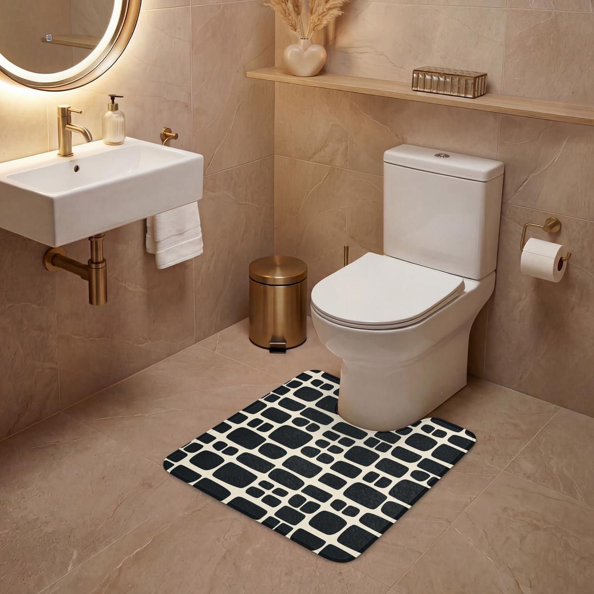 WC-VORLEGER Modern - Bio - Schwarz Toilettenvorleger 55x60 cm - Anthrazit, Textil (55/1cm) - OnlyWow