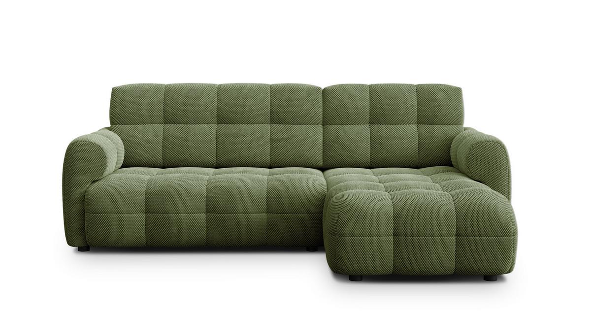 ECKSOFA MELLOW 3-Sitzer, olive - Schwarz/Grün, Holz/Textil (232/156cm) - Wozimo