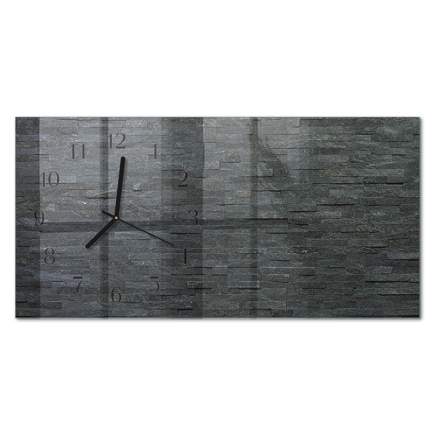 WANDUHR aus Glas 60x30 cm - Schieferstein - Schwarz, Glas (60/30/0.4cm) - TULUP