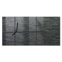 WANDUHR aus Glas 60x30 cm - Schieferstein - Schwarz, Glas (60/30/0.4cm) - TULUP