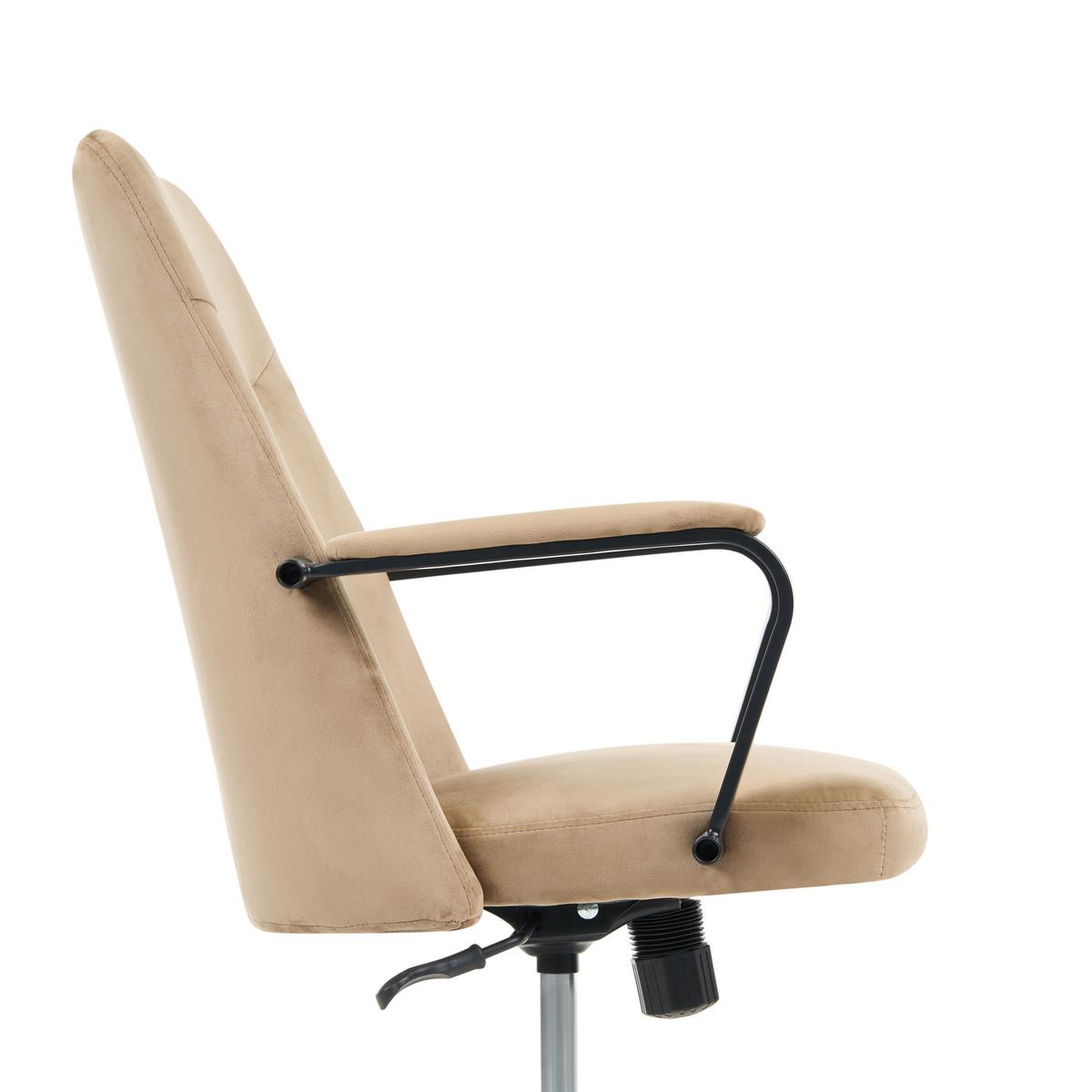 BÜROSTUHL Samtstoff Beige Caroga - Beige/Schwarz, Textil/Metall (62/90/62cm) - Beliani