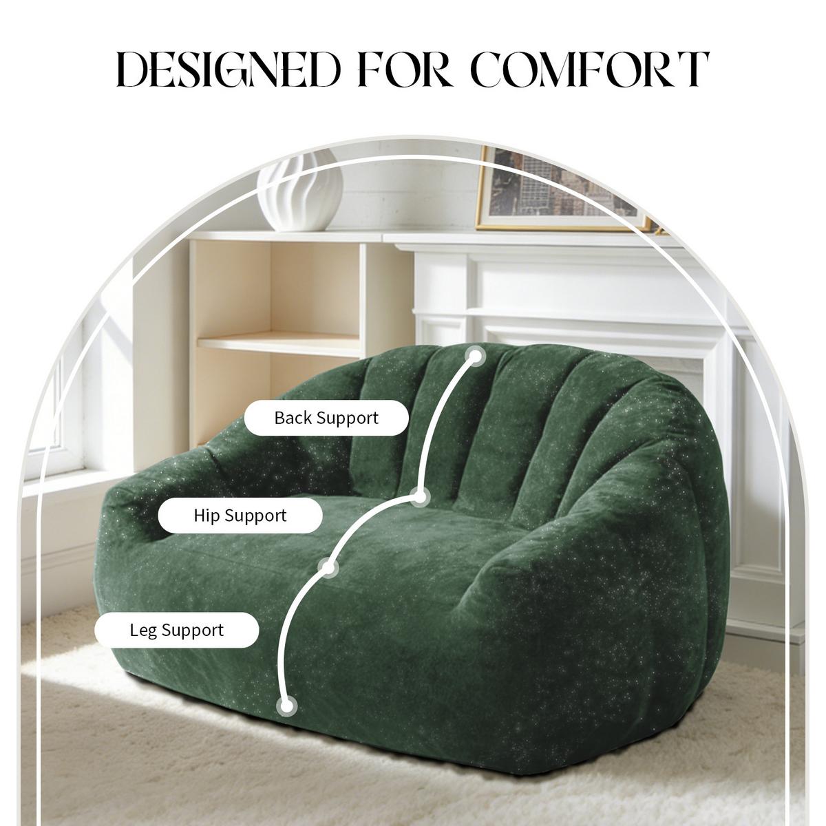 2-SITZER SOFA aus Flanell mit skulpturaler Wellen-Rückenlehne - Grün, Textil (140/61/98cm) - Urban Meuble