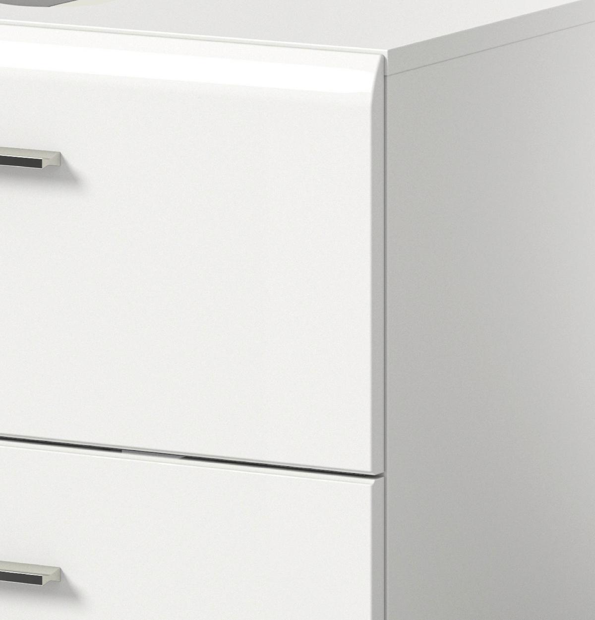 WASCHBECKENUNTERSCHRANK weiß Hochglanz, Badezimmer Unterschrank 60 cm - Weiß Hochglanz/Schwarz, Holzwerkstoff/Kunststoff (60/54/30cm) - Inn.Furn