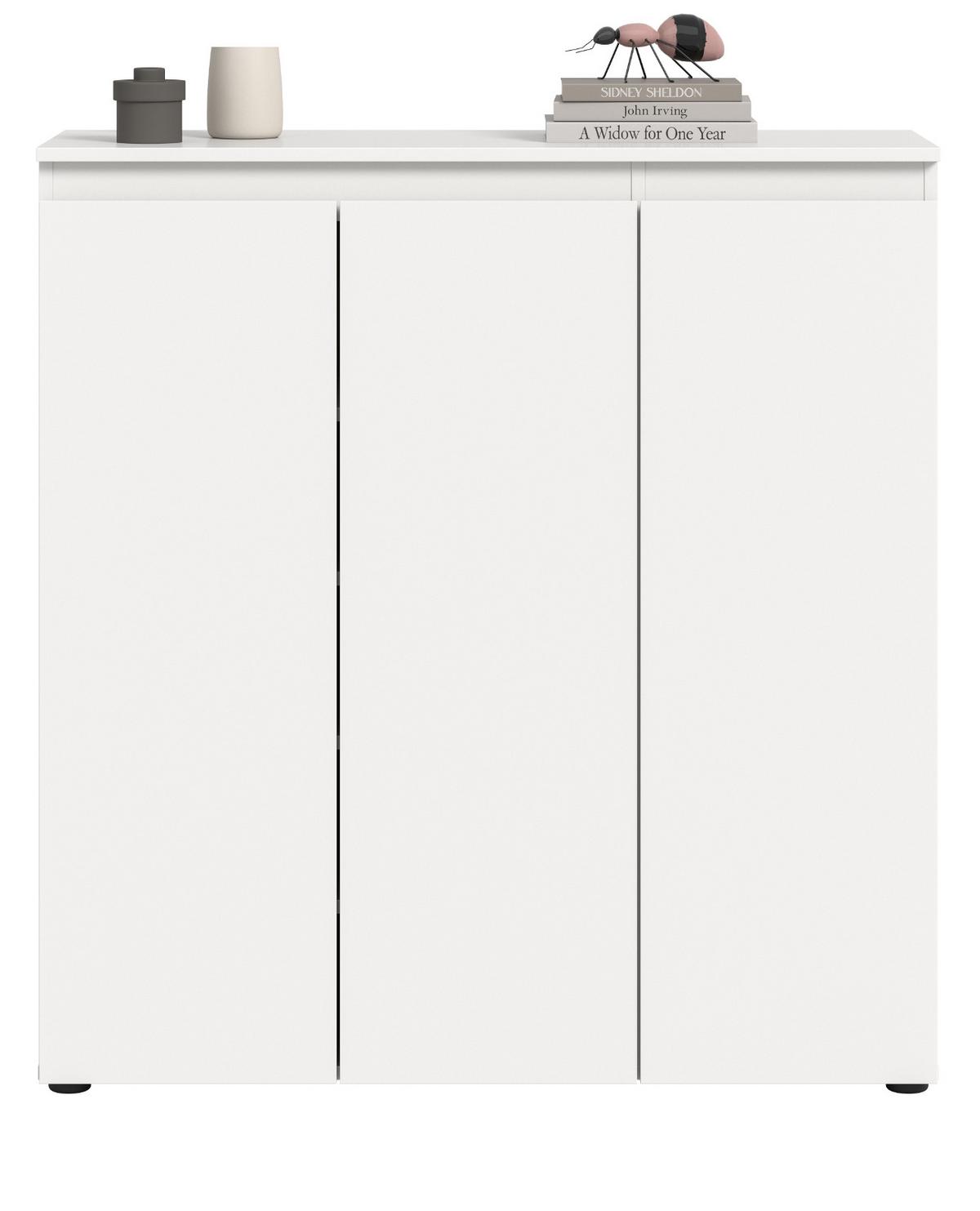 KOMMODE weiß 105 x 11 cm, Anrichte mit 10 Fächern - Schwarz/Weiß, Holzwerkstoff/Kunststoff (105/111/37cm) - Inn.Furn