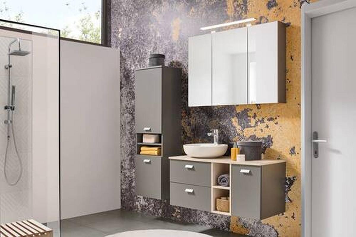 Spodnja Omarica Mona, Siva - srebrne barve/siva, Moderno, kovina/leseni material (80,4/70/32cm) - Stylife