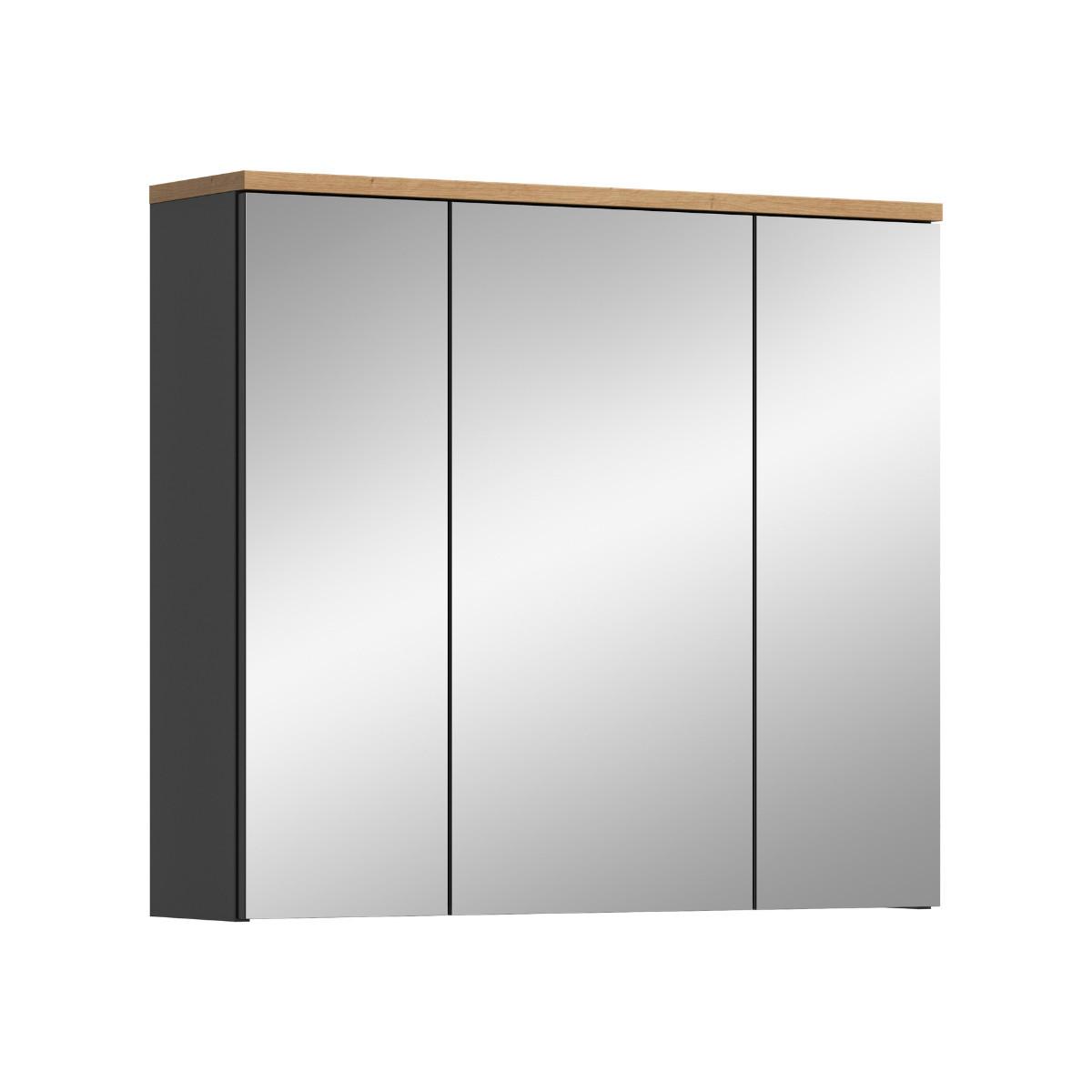 HÄNGESCHRANK mit 3 Spiegeltüren in Eichen- und Grauoptik 21/73/80 cm - Eschefarben, Holzwerkstoff (21/73/50.5cm) - Calicosy