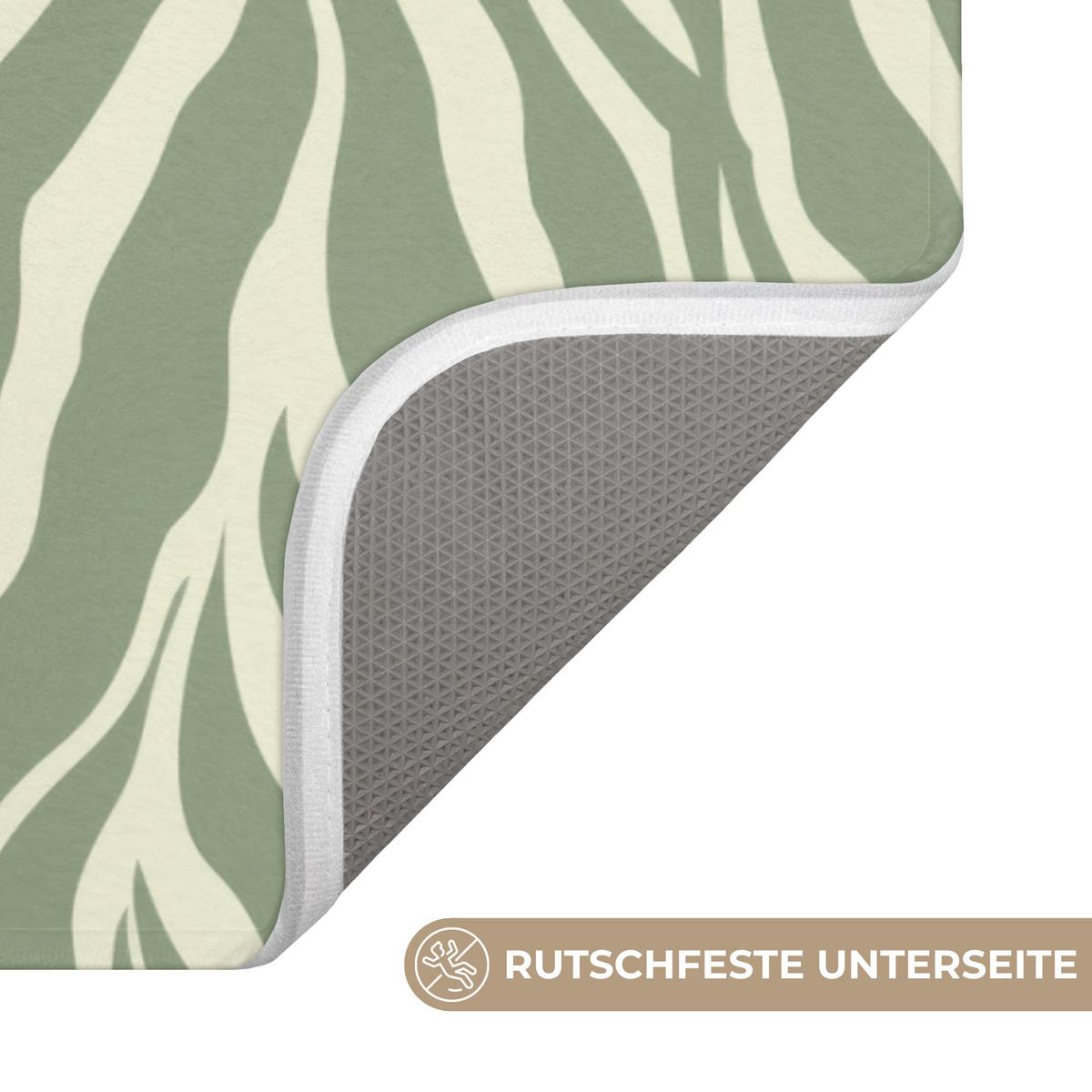 BADEMATTE Zebra - Motiv - Grün 90x60 cm - Salbeigrün, Textil (90/60cm) - OnlyWow