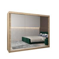 SCHWEBETÜRENSCHRANK 200/250/62 3-türig - Silberfarben/Sonoma Eiche, Holz/Kunststoff (250/200/62cm) - MÖBEL KRYSPOL