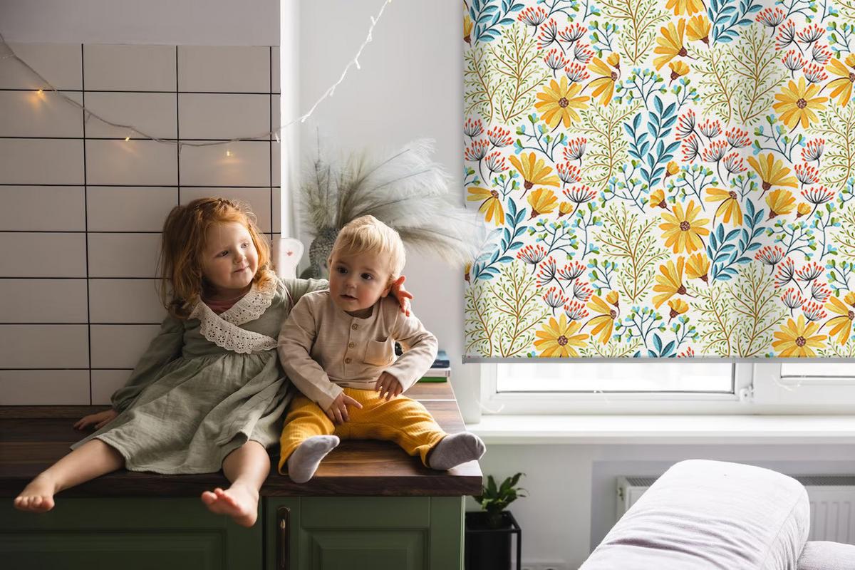 INNENROLLO - Fensterrollo - Rollo - 110x140 cm - Blumen - Gelb, Kunststoff (110/140/0.5cm) - TULUP
