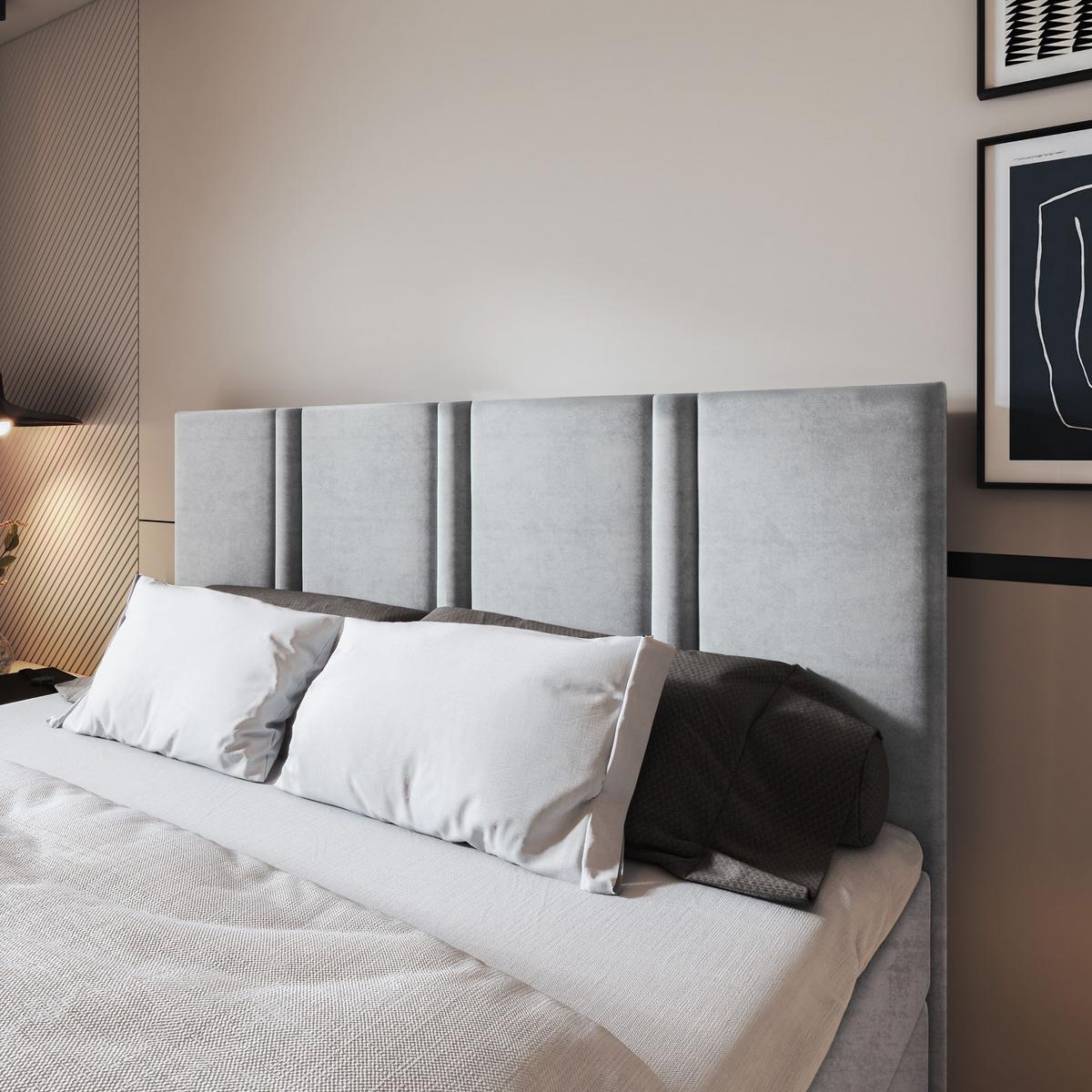 BOXBETT LARIO 140x200 cm mit Matratze und Topper - Hellgrau - Hellgrau, Holz (140/200cm) - MASSENO