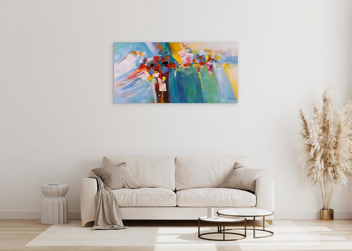 ACRYLBILD HANDGEMALT 120/60 cm - Blau/Multicolor, Holz/Textil (120/60cm) - KUNSTLOFT