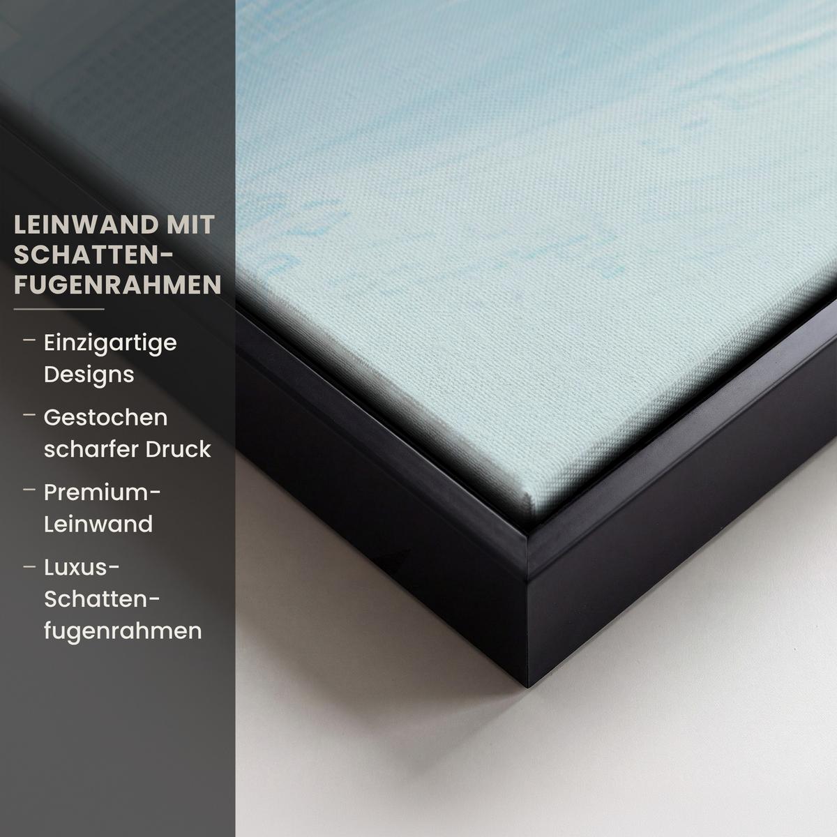 LEINWAND Bilder mit Rahmen - Wald – Winter – Natur – Abstrakt – Schnee - 100x150 - Weiß, Textil (100/150cm) - MuchoWow