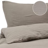 BETTWÄSCHE-SET 200/200 cm Baumwollmusselin Taupe Sumner - Taupe, Textil (200/200cm) - Beliani
