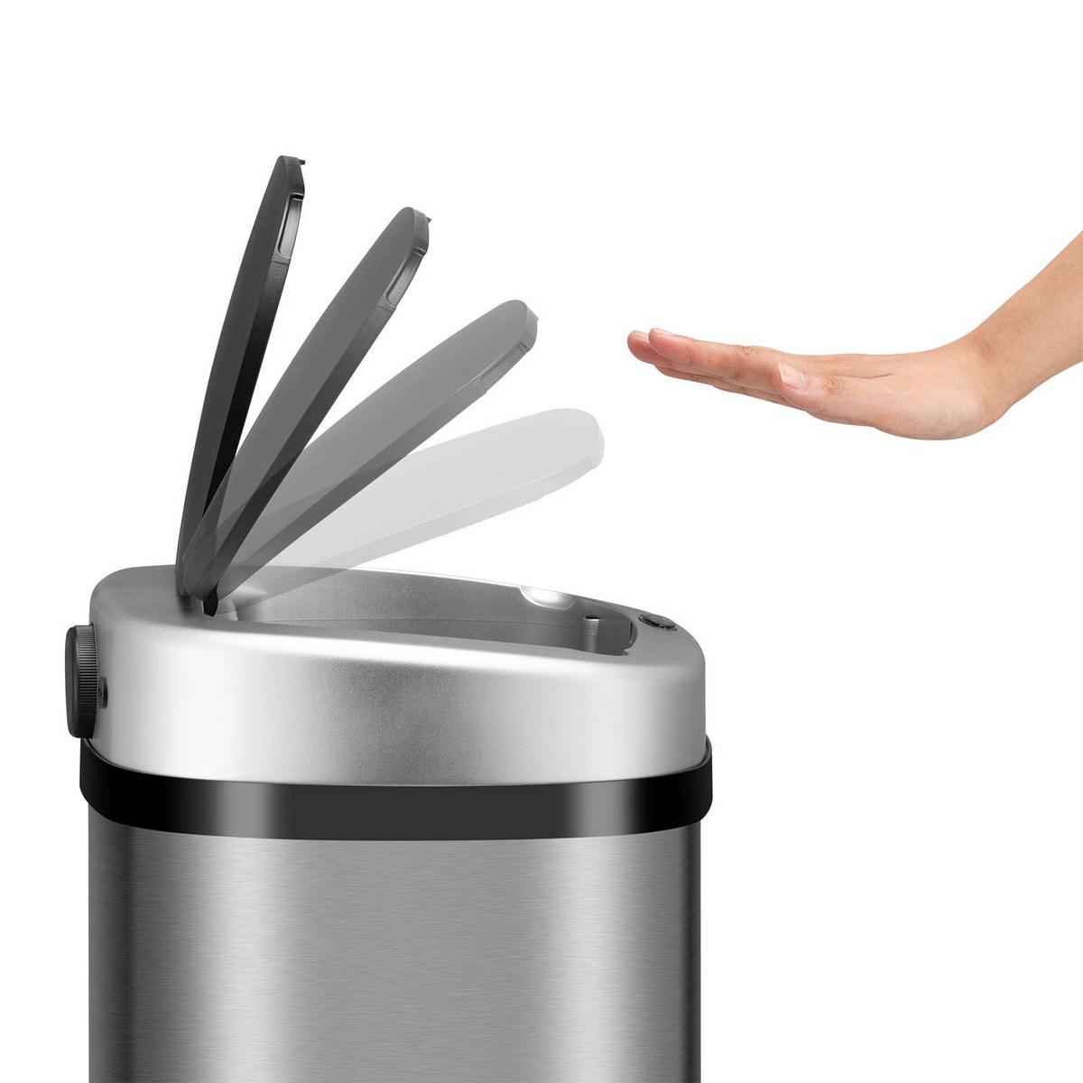 MÜLLEIMER viereckig 60L silber mit Sensor - Silberfarben, Metall (40/63/29cm) - Juskys
