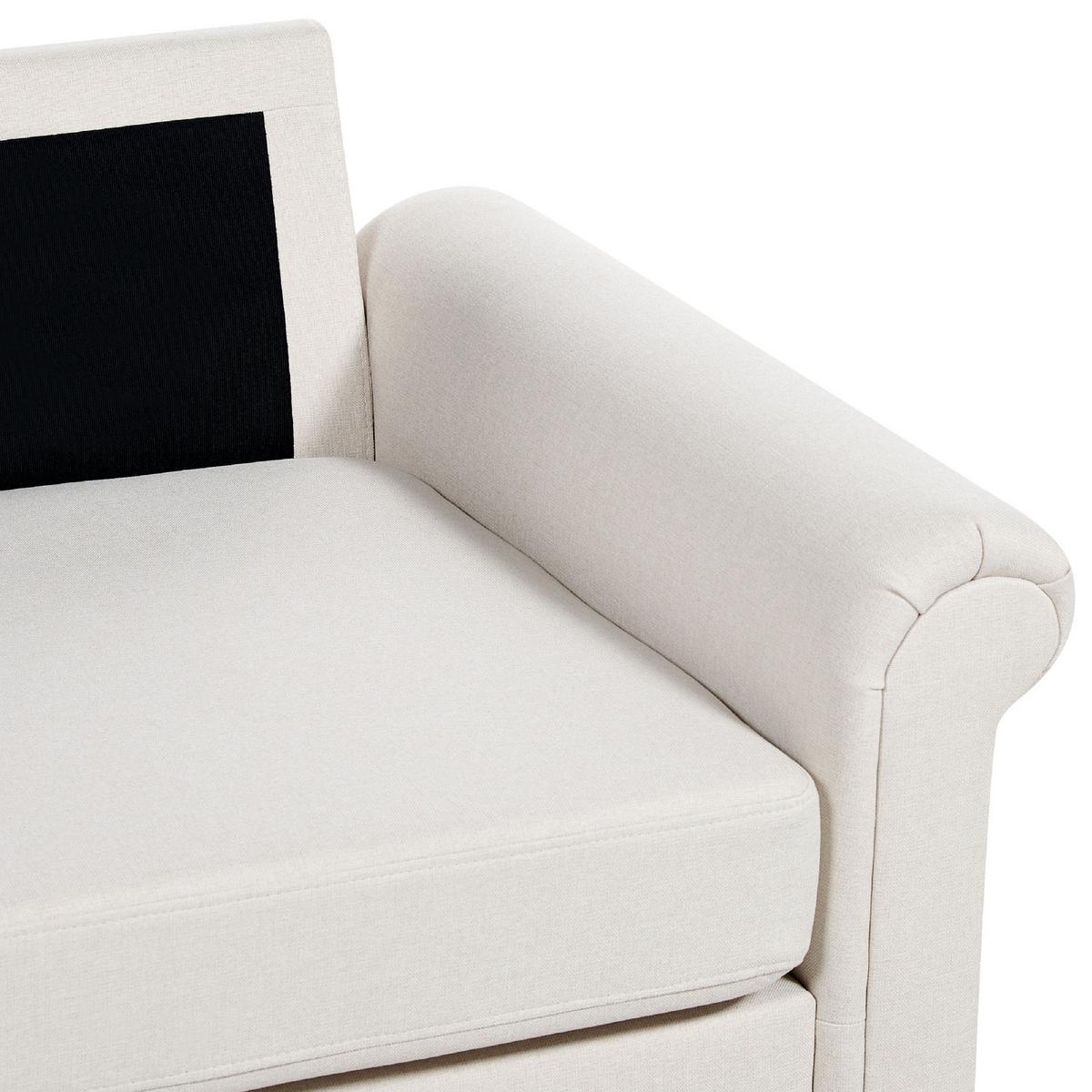 3-SITZER-SOFA hellbeige Ginnerup - Beige/Dunkelbraun, Textil (195/84/76cm) - Beliani